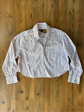 Banana Republic Cropped Striped Button-Down Shirt Sz XS